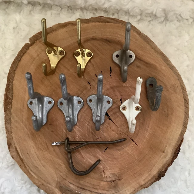 9 Vintage cast metal brass metal coat hat towel wall hooks steampunk crafts