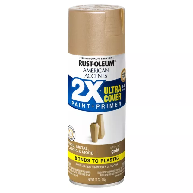 Rust-Oleum 327909 American Accents Spray Paint, 11 oz, Metallic Gold