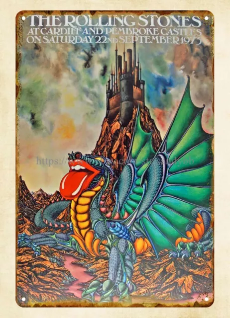 home decor ideas 1973 Rolling Stones Cardiff Castle Tour Poster metal tin sign