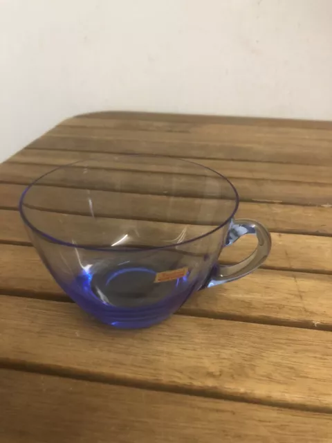 Blau Henkelglas Friedrich Kristall Glas Bowle Tasse ~ 50er Jahre Vintage