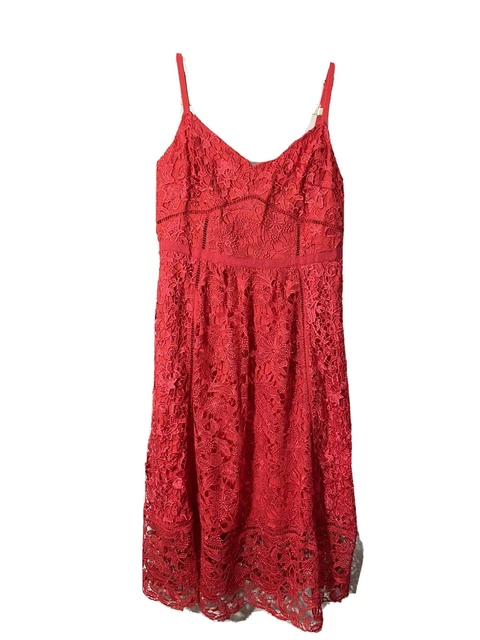 TED BAKER VALENS Red Mixed Lace Sleeveless Midi Skater Dress Size 2 Uk 10  34.99 - PicClick UK