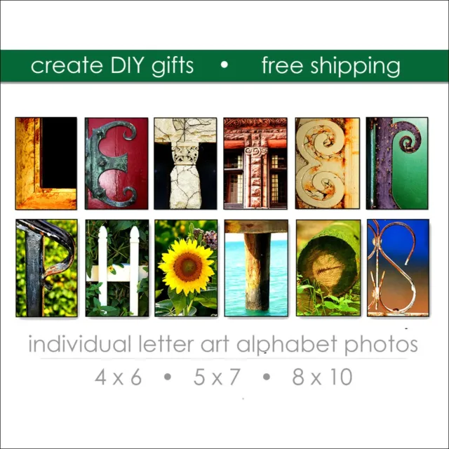 Individual Letter Art Alphabet Photos for DIY Name Wall Art Signs. 4x6 Prints