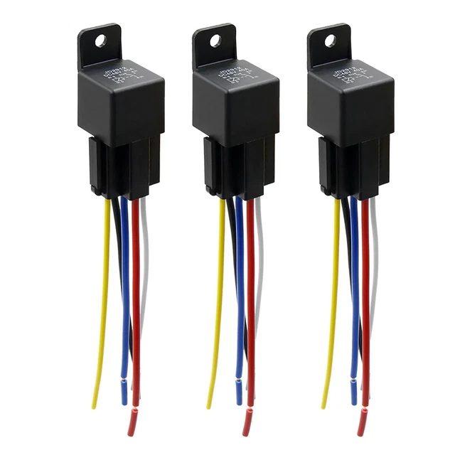 DC 48V 40A SPDT Relè Auto Semovente 5 Perni 5 Fili con Presa Cablaggio 3 pezzi