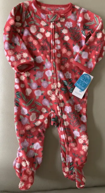 Carters baby girl floral print full zip footed Pajamas size 9M