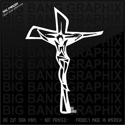 Cross Mid Century Modern Abstract Decal Sticker Vinyl Crucifix Catholic Jesus