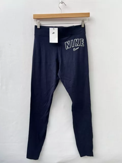 Nike Women’s Navy Varsity Spellout Leggings FN5185 RRP $38 Womens Size M