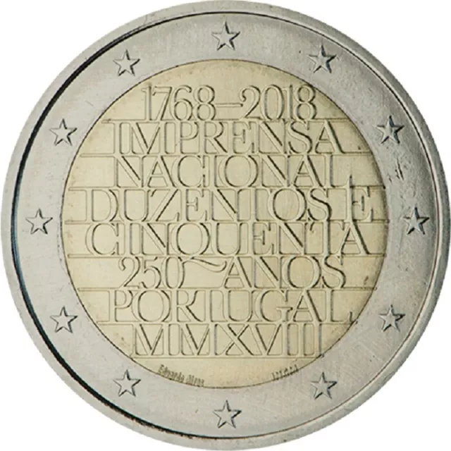 2 euros PORTUGAL 2018  250e anniversaire de l’Imprimerie  UNC  PROMO DE JANVIER