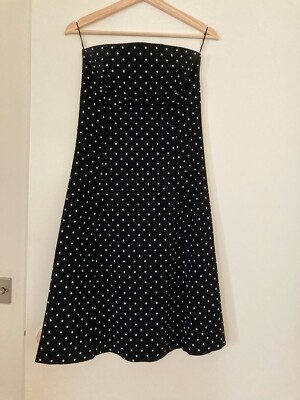 Zara Black and White Polka Dot Strapless Dress, size M, used.