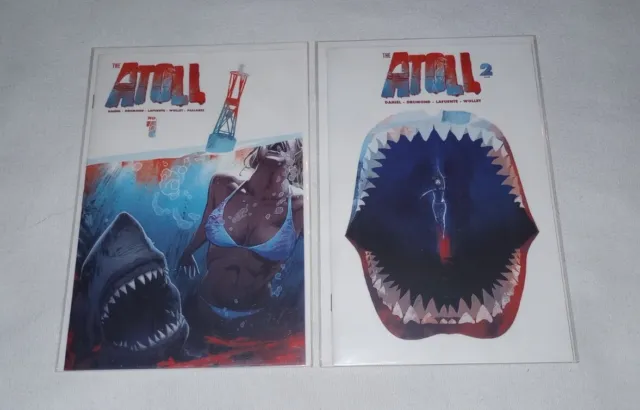 The Atoll Comics 1-2 Great White Shark Attack Horror Jaws Hook Jaw Grizzlyshark