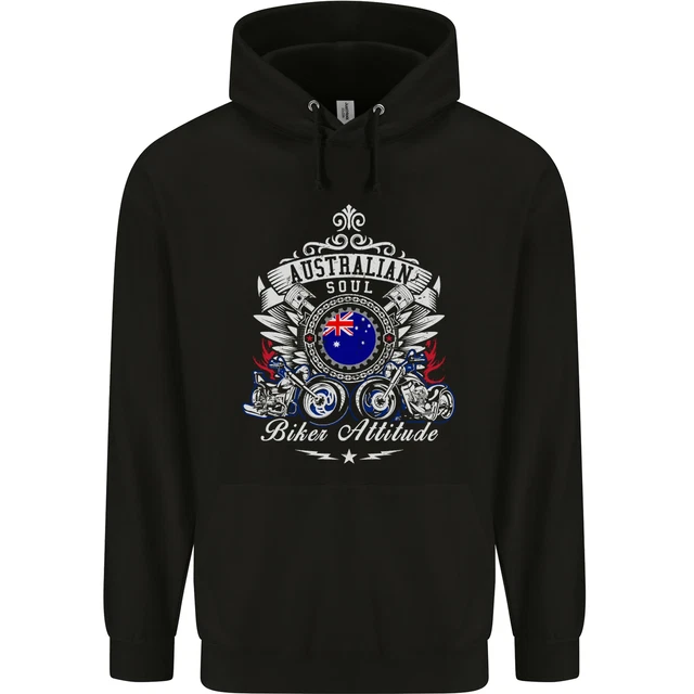 Felpa con cappuccio 80% cotone 80% biker australiano moto da uomo