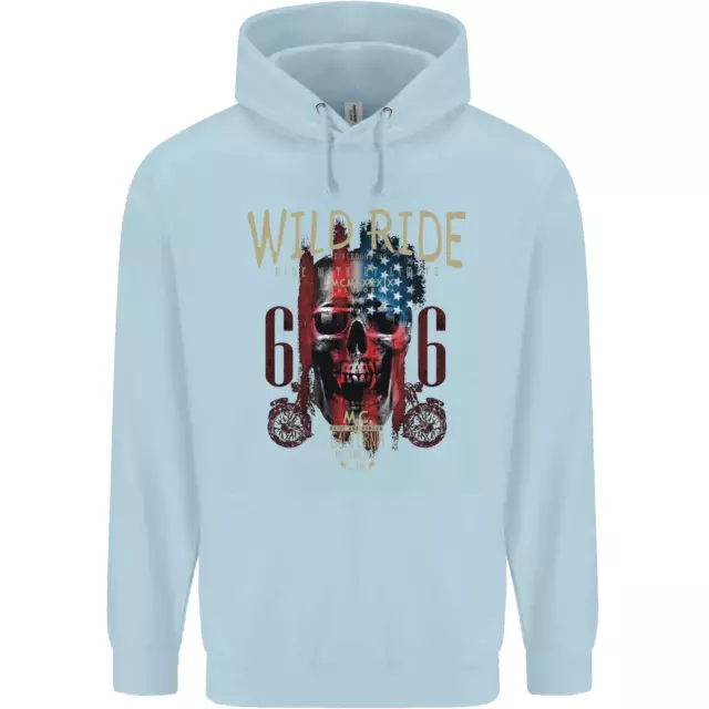 Felpa con cappuccio Biker USA Bandiera Teschio Moto Moto Bambini Bambini 6
