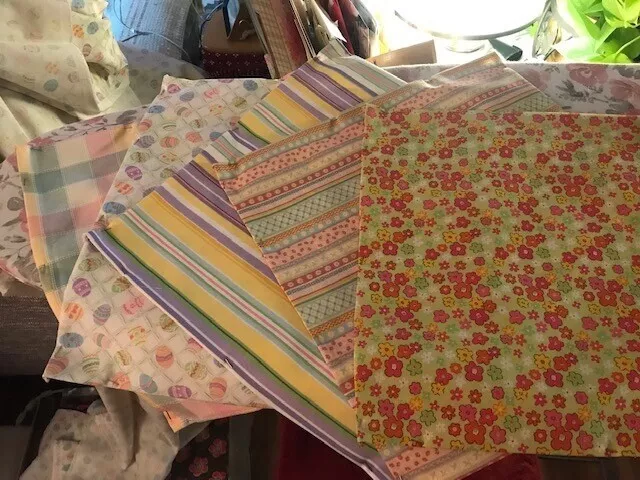 Custom-made LONGABERGER SET of 2 EASTER NAPKINS / fabric sq's - 5 diff patterns