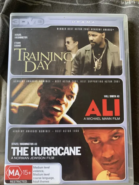 Training Day + Ali + The Hurricane DVD - 3 Movies- Region 4 - (b74/1) Freepost