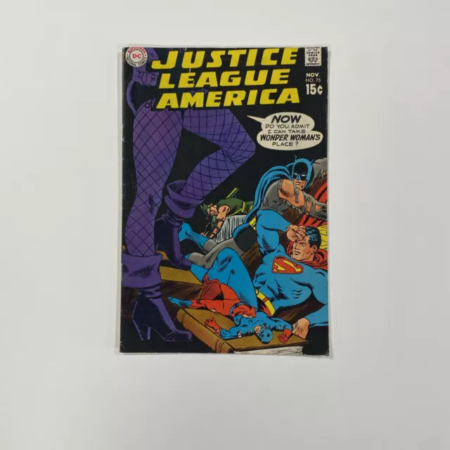 Justice League Of America #75 1969 VG/FN Black Canary Joins & Cover Pence Stamp
