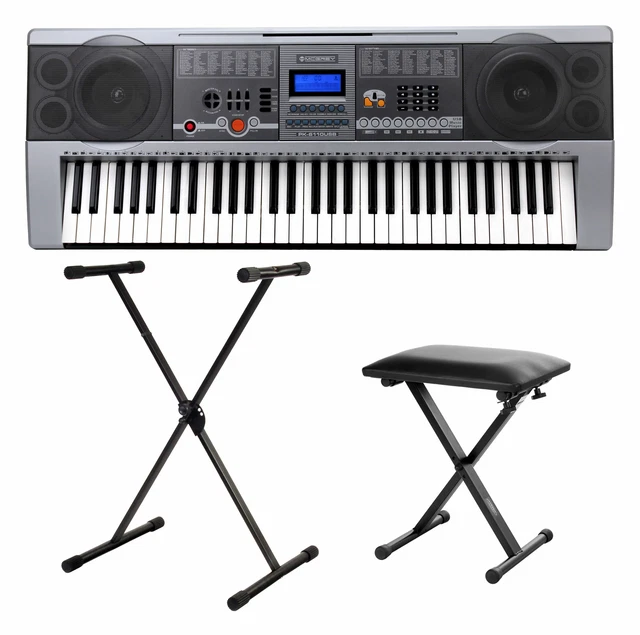 Piano Numerique E-piano Clavier 61 Touches 100 Sons USB Support Banc Set