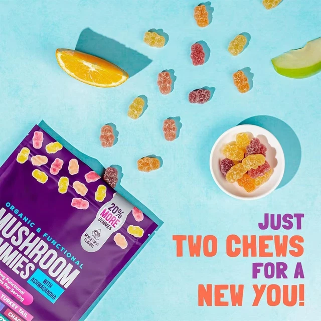 Endrological System MUSHROOM GUMMIES 2500MG 80 with Lion's Mane Ashwaghanda Brain and ...