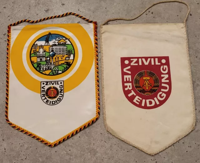 DDR Zivilverteidigung Wimpel 2 Stück verschiedene Motive