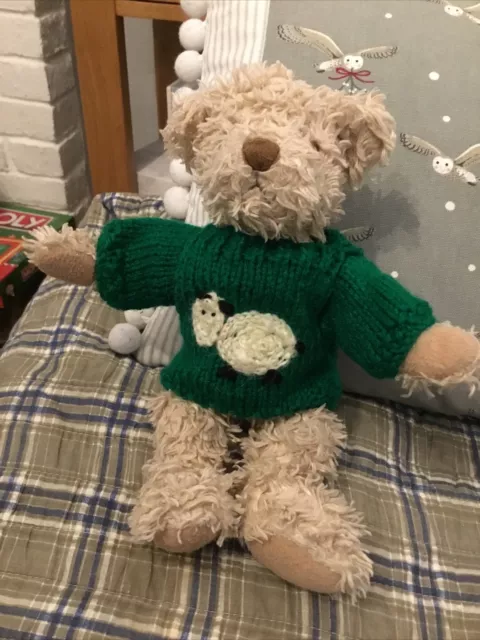 Hand Knitted Teddy Clothes, Jumper, Shown On 8inch Bear,