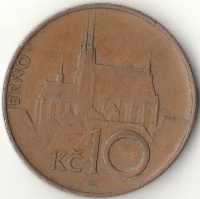 République tchèque - 1996 - pièce 10 korun - Lion & Cathédrale Brno (KM# 4)