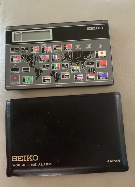 Vintage SEIKO Quartz World Time Zone Alarm Travel Clock   See Description & Pic