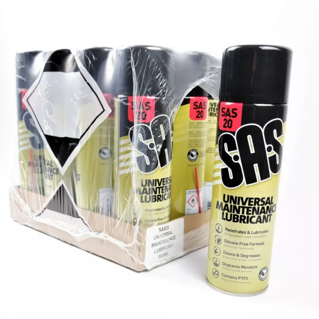 12 x 500ML SAS Universal Maintenance Spray Car Motorbike Penetrating Lube