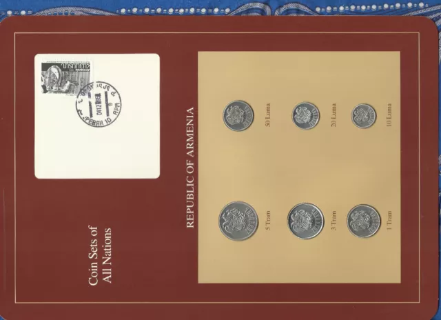 Coin Sets of All Nations Armenia w/card UNC 5,3,1 Tram 50,20,10 Luma 1994