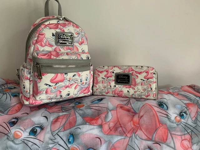 Loungefly Disney Aristocats Marie Mini Backpack Wallet Scarf AOP OG Heart Logo 3
