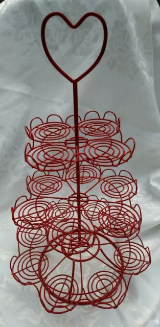 Christmas RED Cupcake Muffin Bakers Rack Cake Stand 3 Tier Heart Valentines