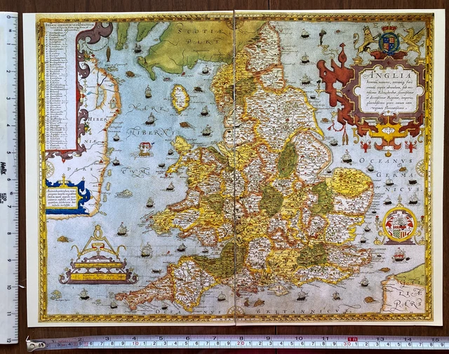 OLD TUDOR SAXTON 1500's Map England & Wales 1579 Antique Historical ...