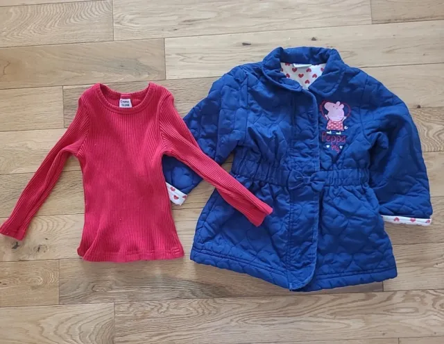 Baby Girl Clothes Bundle 18-24 Months red long sleeve top coat peppa pig blue uk