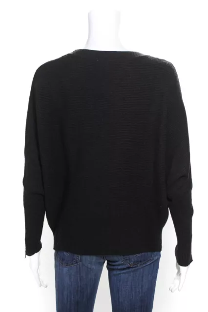 CARMEN MARC VALVO Womens Ribbed Dolman Sleeve Zip Sweater Black Size XS ...
