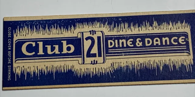 Club 21 Dance Restaurant Full Length Matchbook Cover ￼ Grand Rapids Michigan