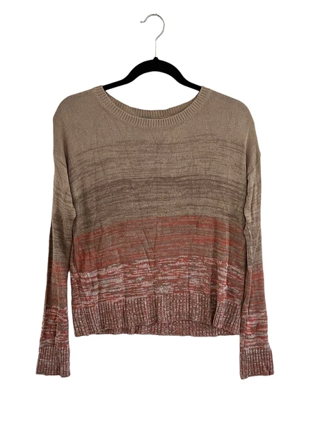 CHAN LUU Womens Sweater Tan Orange Viscose Pullover Size M Medium
