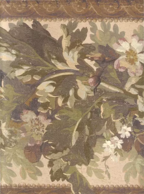 Wallpaper Border LARGE Arts and Crafts Architectural Floral Leaf Garland