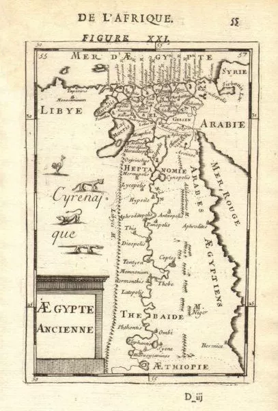 ANCIENT EGYPT. Nile valley. Shows towns. 'Aegypte Ancienne'. MALLET 1683 map