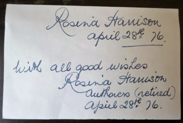 Rosina Harrison (1899-1989) Rose: My Life in Service 1976 Autograph