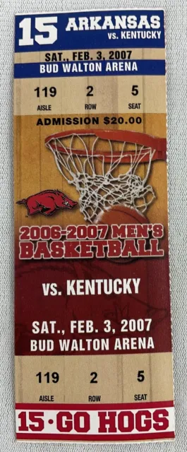2007 02/03 Kentucky at Arkansas Basketball FULL Ticket-Jodie Meeks