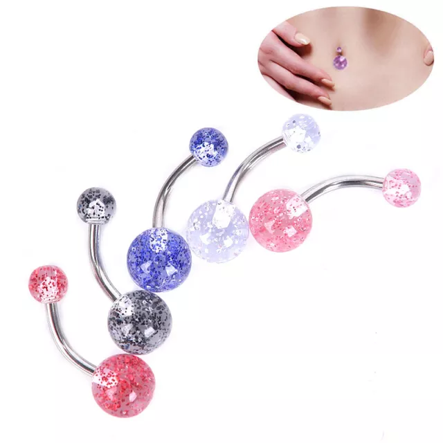 8PCS Colorful Glitters Navel Belly Button Ring Barbell Piercing Body Jew_tu