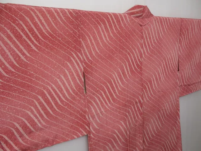 0802T09z530 Vintage Japanese Kimono Silk HAORI Pink