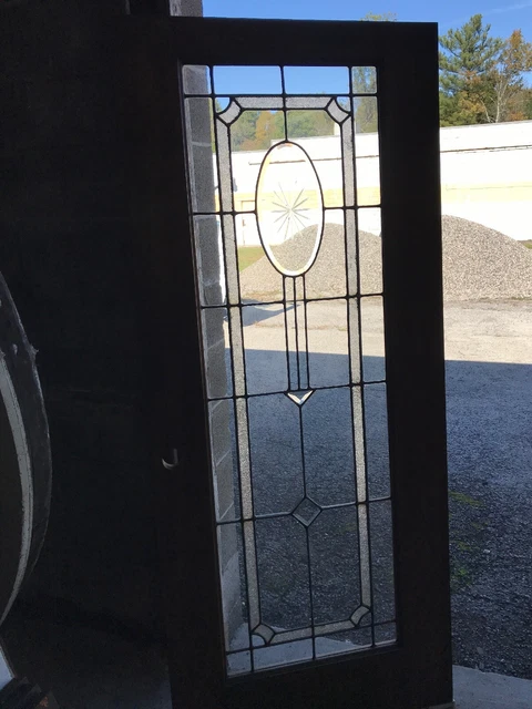 MARTOL342 Antique Birch star cut leaded glass door 33.5 x 78.75 X1.75