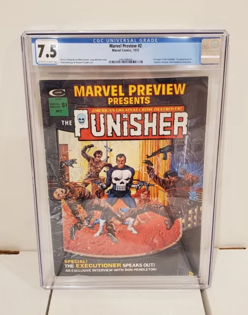 Marvel Preview #2 CGC 7.5 Punisher Origin 1st Appearance of Dominic Fortune 1975