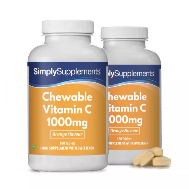 Vitamin C 1000mg Tablets | Chewable & Orange Flavour | Immune System Support