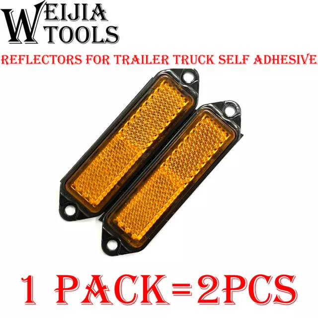 2pc Reflector Amber Marker Truck Car Trailer Self Adhesive Reflector