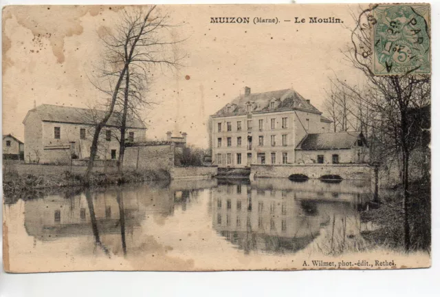 MUIZON - Marne - CPA 51 - le Moulin - Carte en partie décollée et tachée