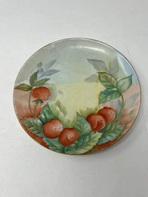 Antique MZ Austria  Dessert Plate Strawberries hand painted by Koch 6"