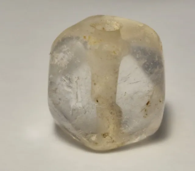 15.8mm ANCIENT LARGE SOUTH EAST ASIAN PYU ROCK CRYSTAL CORNERLESS CUBE BEAD