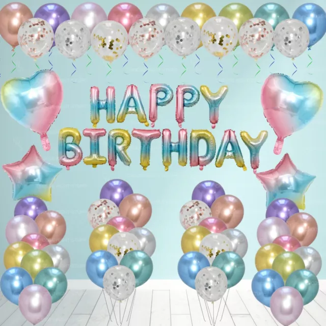 Happy Birthday Luftballons Banner Fahnentuch Party Dekoration Aufblasen Für