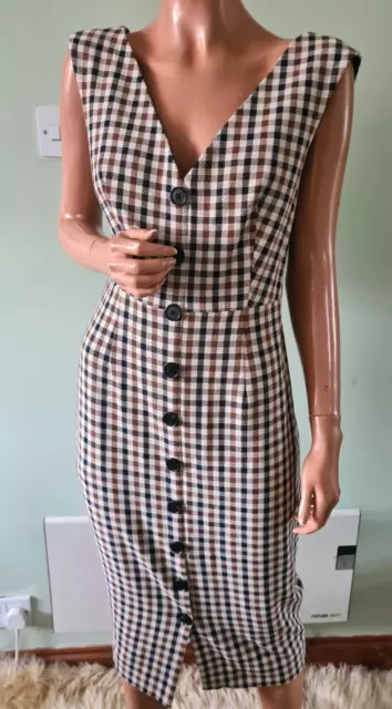 Veronica Beard US6 UK10 Cotton Blend Button Front Smart Check Dress