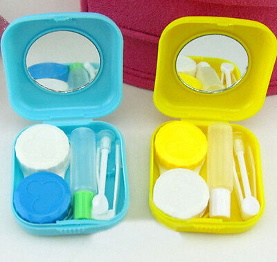 Lindo mini almacenamiento para lentes de contacto de viaje al aire libre estuche espejo contenedor;