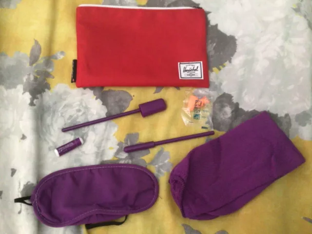New Virgin Atlantic Red Flight Sleep Kit Socks Toothbrush Paste Mask Premium Bag